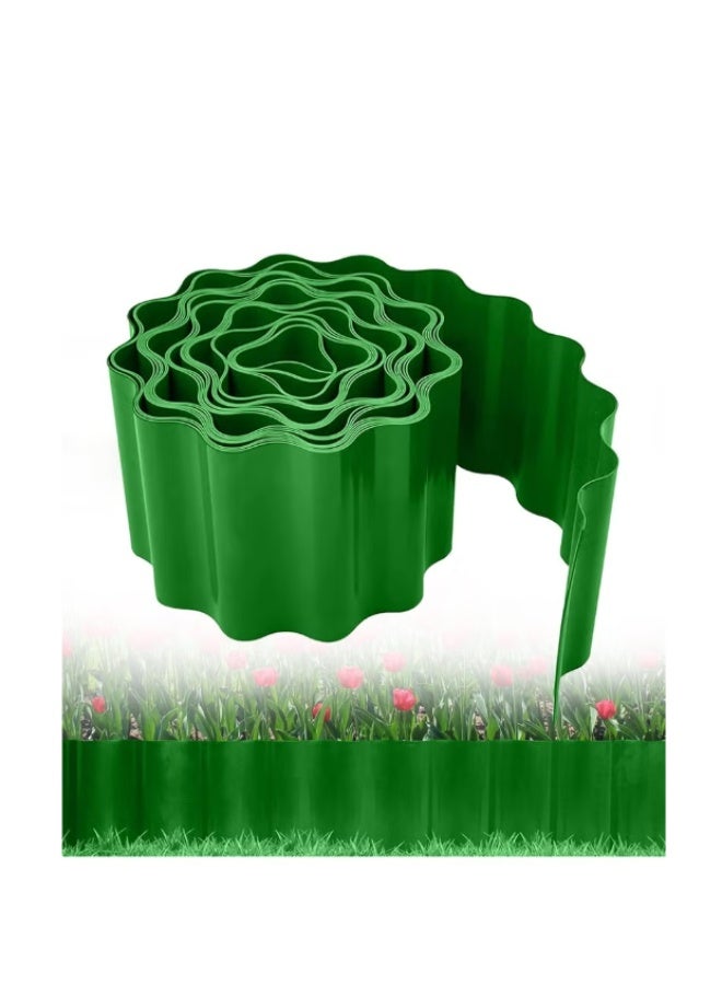 جرين لون حواف بلاستيكية للحدائق والمروج، 15 سم × 9 م - سياج عشبي أخضر مرن، حافة متينة لتزيين أحواض الزهور في الفناء والشرفة والممرات - Image 1